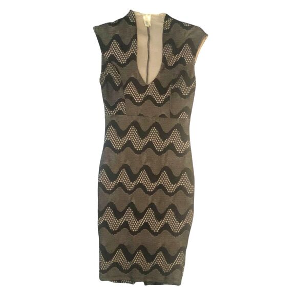 Steps Women Black Nude Bandage Midi Dress Bodycon Pencil Medium - Picture 1 of 11